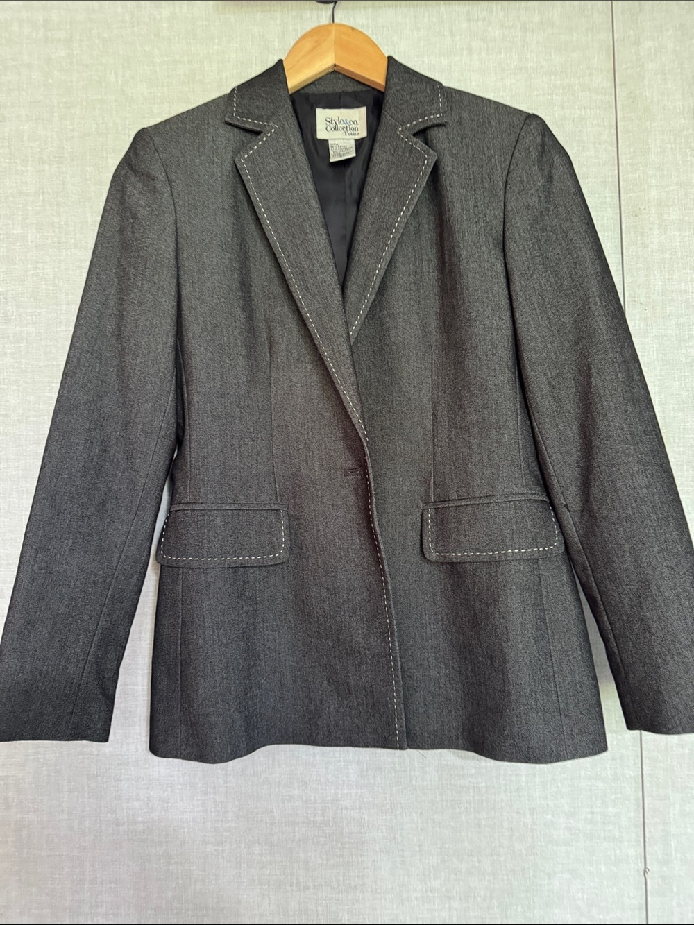 Style & Co. Dark Gray Blazer with Contrast Stitching